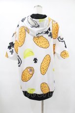 画像2: NieR CLOTHING / 総柄ZIP半袖パーカー  白 H-25-08-04-1058-PU-TO-KB-ZT151 (2)