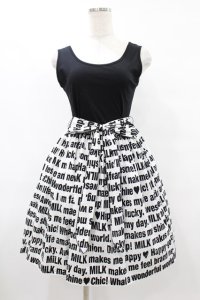 MILK / Messageキャミワンピース  ブラックプリント H-25-08-04-1014-ML-OP-KB-ZH