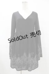 KILL STAR / 裾プリントワンピース XS 黒 H-25-08-04-1022-SL-OP-KB-ZH