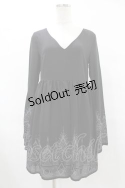 画像1: KILL STAR / 裾プリントワンピース XS 黒 H-25-08-04-1022-SL-OP-KB-ZH