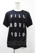 KRY CLOTHING / 英字プリントTシャツ  黒×ホログラム H-25-08-04-1024-EL-TS-KB-ZH