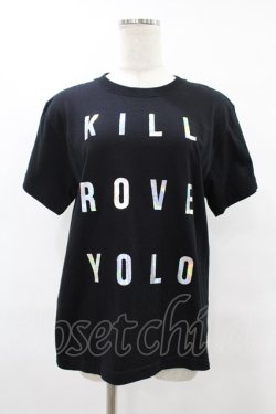 画像1: KRY CLOTHING / 英字プリントTシャツ  黒×ホログラム H-25-08-04-1024-EL-TS-KB-ZH