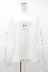 ACDC RAG / くまきちロングスリーブTシャツ  白 H-25-08-04-1030-PU-TO-KB-ZH