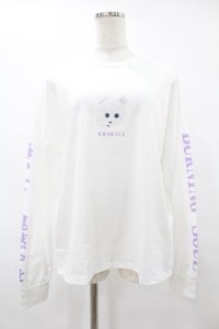 ACDC RAG / くまきちロングスリーブTシャツ  白 H-25-08-04-1030-PU-TO-KB-ZH