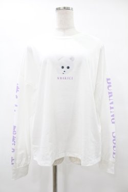 画像1: ACDC RAG / くまきちロングスリーブTシャツ  白 H-25-08-04-1030-PU-TO-KB-ZH