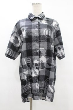 画像1: NieR Clothing / 総柄半袖シャツ  グレー H-25-08-04-1034-PU-BL-KB-ZH