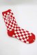 画像2: Candy Stripper / ANARCHY BEAR CHECKER SOCKS  レッド H-25-08-04-059-PU-ZA-KB-ZH (2)