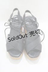 merry jenny / オブジェウッドソールサンダル 23.5 黒 H-25-08-04-064-LO-SH-KB-ZH