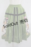 Jane Marple / Strolling cat cloth work skirt M グリーン H-25-08-04-008-JM-SK-KB-ZH