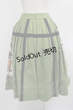 画像3: Jane Marple / Strolling cat cloth work skirt M グリーン H-25-08-04-008-JM-SK-KB-ZH