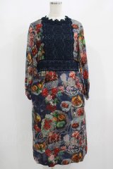 Jane Marple Dans Le Salon / Art in bloomのレースヨークdayドレス  ネイビー H-25-08-04-010-JM-OP-KB-ZH