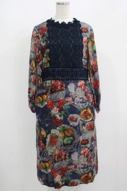 画像1: Jane Marple Dans Le Salon / Art in bloomのレースヨークdayドレス  ネイビー H-25-08-04-010-JM-OP-KB-ZH