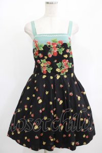 Jane Marple / ボーダーストロベリーのサンドレス M ブラック H-25-08-04-013-JM-OP-KB-ZH