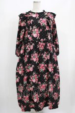 画像1: Jane Marple / Strawberries and flowersラッフルフリルドレス  ブラック H-25-08-04-003-JM-OP-KB-ZH (1)