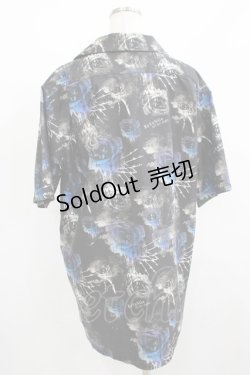 画像3: SEX POT ReVeNGe / ローズプリント半袖シャツ  ブラック×ブルーローズ H-25-08-04-023-SP-BL-KB-ZH