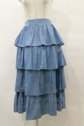 MARBLE / 4段フリルロングスカート  水色 H-25-08-05-045-GO-SK-KB-ZH