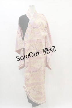 画像1: Despair / ロング着物  黒×ピンク H-25-08-05-046-GO-OP-KB-ZH