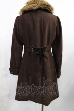 画像2: axes femme / 裾刺繍ファーティペ付きコート M ブラウン H-25-08-05-1028-AX-CO-NS-ZH