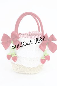 axes femme kawaii / いちごあみぐるみ付カゴバッグ  オフ/レッド H-25-08-05-1031-AX-BG-NS-ZH