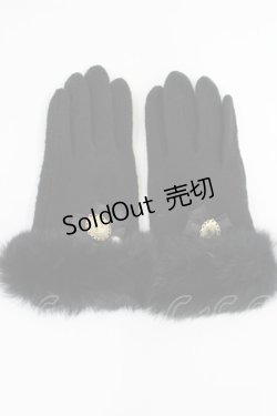 画像1: axes femme / カメオリボン手袋  ブラック H-25-08-05-1033-AX-ZA-NS-ZH