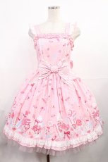 画像1: Angelic Pretty / MIRACLECANDYドットチュールジャンパースカート Free ピンク H-25-08-05-1007-AP-OP-NS-ZH (1)