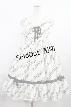 画像1: metamorphose / Melody Noteハイウエストジャンパースカート Free アイボリー H-25-08-05-1010-ME-OP-NS-ZH