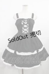 Angelic Pretty / 編み上げジャンパースカート Free ブラック H-25-08-05-1011-AP-OP-NS-ZH