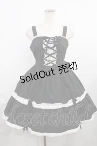 Angelic Pretty / 編み上げジャンパースカート Free ブラック H-25-08-05-1011-AP-OP-NS-ZH