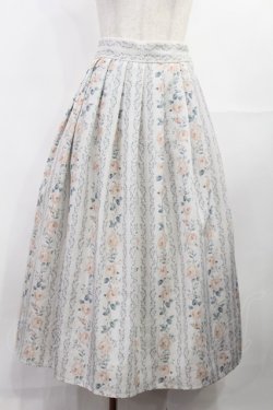 画像1: an another angelus / ストライプアンティークローズ柄スカート Free IVORY×PK H-25-08-05-1015-CA-SK-NS-ZH