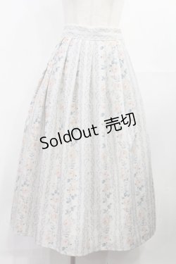 画像1: an another angelus / ストライプアンティークローズ柄スカート Free IVORY×PK H-25-08-05-1015-CA-SK-NS-ZH