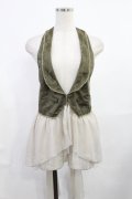 axes femme / シフォン切替ベスト M カーキ H-25-08-05-1022-AX-TO-NS-ZH