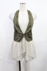 axes femme / シフォン切替ベスト M カーキ H-25-08-05-1022-AX-TO-NS-ZH
