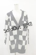Drug Honey / ブロックチェックニットカーディガン  黒×オフ H-25-08-05-011-PU-TO-KB-ZH