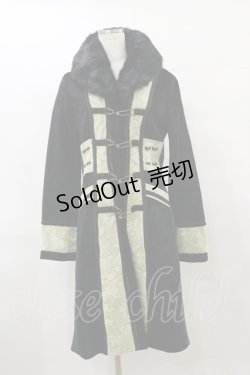 画像1: Rozen Kavalier / 異素材切替ファーカラーコート  黒×緑 H-25-08-05-012-OO-CO-KB-ZTC068