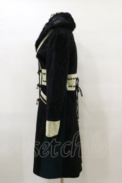 画像3: Rozen Kavalier / 異素材切替ファーカラーコート  黒×緑 H-25-08-05-012-OO-CO-KB-ZT-C068