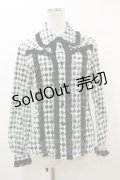 ALGONQUINS / シフォンフリルダイヤブラウス  サックス×ブラック H-25-08-05-014-AL-BL-KB-ZH