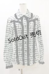 ALGONQUINS / シフォンフリルダイヤブラウス  サックス×ブラック H-25-08-05-014-AL-BL-KB-ZH