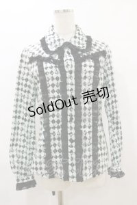 ALGONQUINS / シフォンフリルダイヤブラウス  サックス×ブラック H-25-08-05-014-AL-BL-KB-ZH