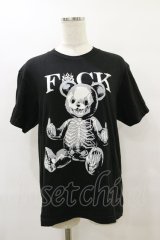 Drug Honey / スケルトンテディプリントTシャツ  黒 H-25-08-05-019-PU-TO-KB-ZH