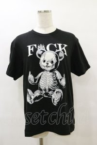 Drug Honey / スケルトンテディプリントTシャツ  黒 H-25-08-05-019-PU-TO-KB-ZH