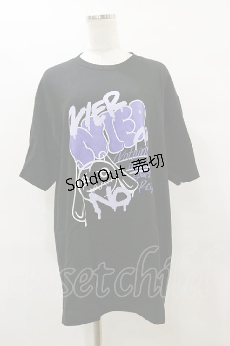 画像1: NieR CLOTHING / プリントCOTTON CUTSEW XL 黒 H-25-08-05-025-PU-TO-KB-ZH (1)