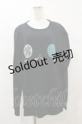 NieR Clothing / プリントLONG CUTSEW XL 黒 H-25-08-05-026-PU-TO-KB-ZH