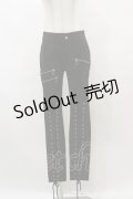 LISTEN FLAVOR / ジップ付きレースアップスキニーパンツ L ブラック H-25-08-05-030-PU-PA-KB-ZH