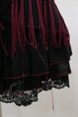 画像3: Ozz oneste / 配色フリンジスカート  黒×ボルドー H-25-08-05-033-OO-SK-KB-ZH
