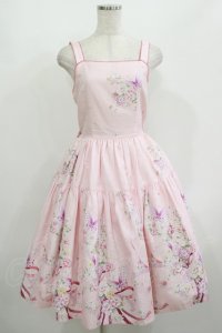 Innocent World / Japanese Butterflyティアードジャンパースカート M ピンク H-25-08-06-028-IW-OP-NS-ZH