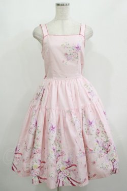 画像1: Innocent World / Japanese Butterflyティアードジャンパースカート M ピンク H-25-08-06-028-IW-OP-NS-ZH