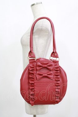 画像1: axes femme kawaii / ツインリボンラウンドバッグ  レッド H-25-08-06-054-AX-BG-NS-ZH