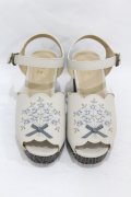 Fi.n.t / ブーケ刺繍ウッドライクソールサンダル M/23.5cm IVORY×BL H-25-08-06-1001-CA-SH-NS-ZH