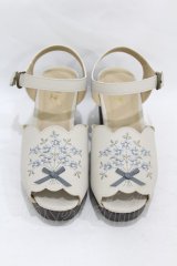 Fi.n.t / ブーケ刺繍ウッドライクソールサンダル M/23.5cm IVORY×BL H-25-08-06-1001-CA-SH-NS-ZH