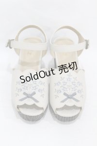 Fi.n.t / ブーケ刺繍ウッドライクソールサンダル M/23.5cm IVORY×BL H-25-08-06-1001-CA-SH-NS-ZH